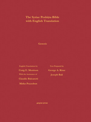 cover image of Genesis According to the Syriac Peshitta Version with English Translation